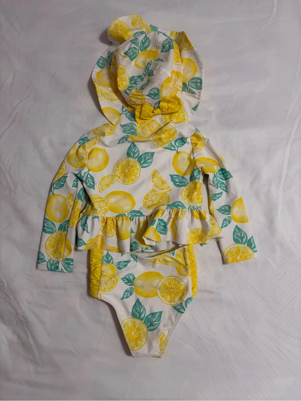 Tommy Bahama Yellow Lemon Print Toddler Swim Set with Hat